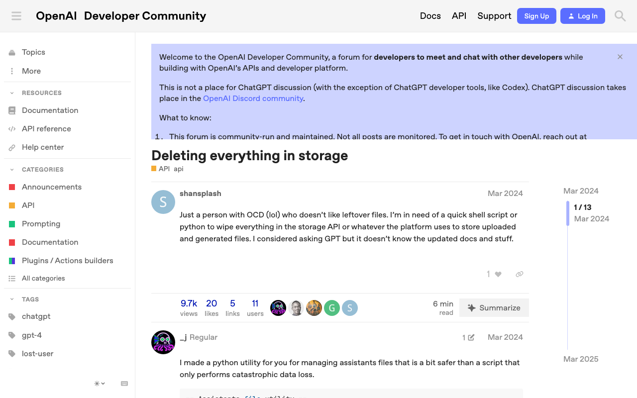 OpenAIでストレージ内のすべてのファイルを削除する