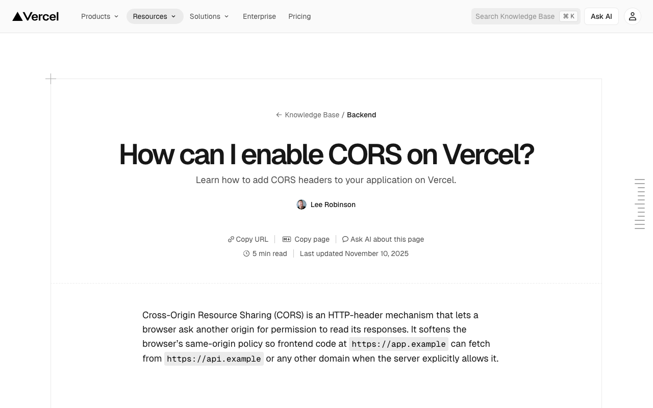 Vercelにデプロイしたexpressについて、vercel.jsonによるcors対応を行う