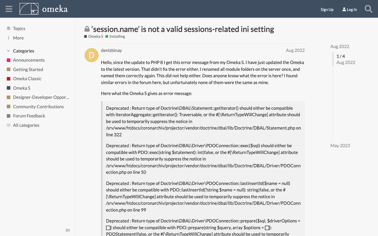 ‘session.name’ is not a valid sessions-related ini setting