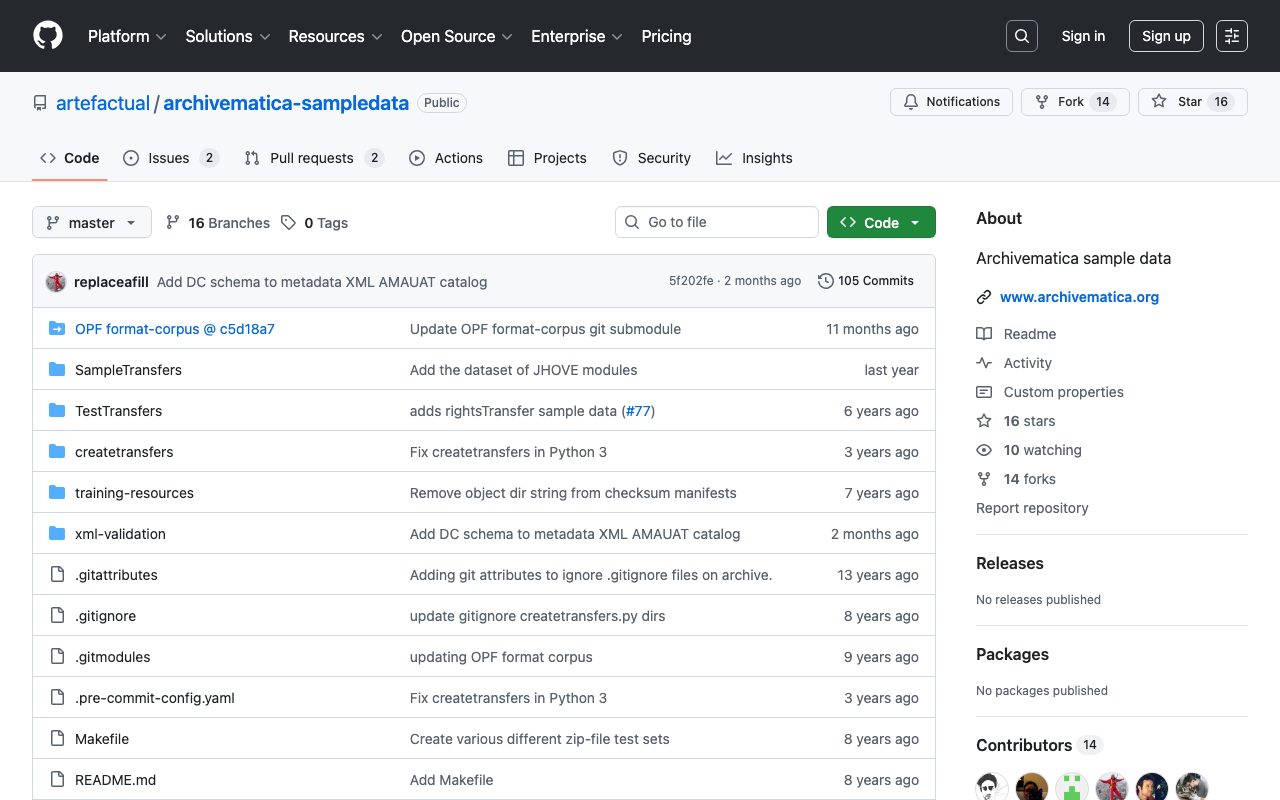 Archivematicaのサンプルデータ