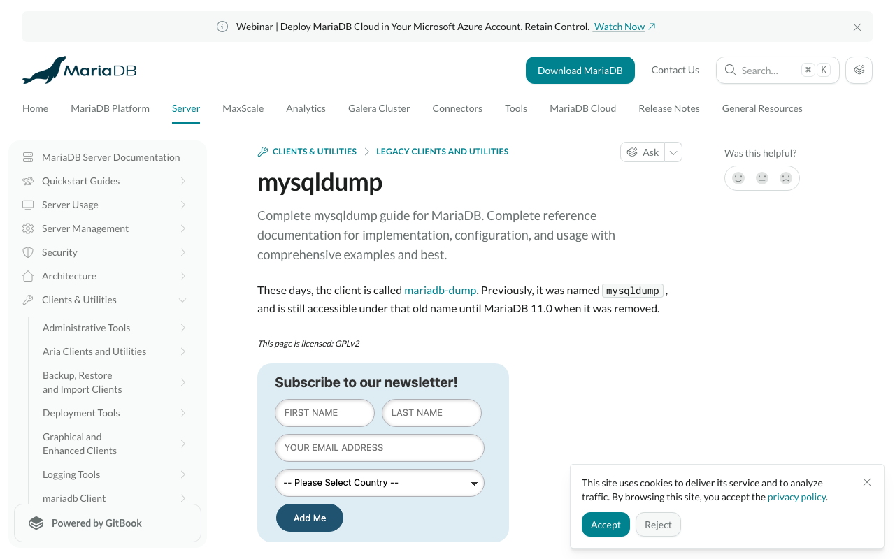 MariaDBでのmysqldump: not foundへの対応