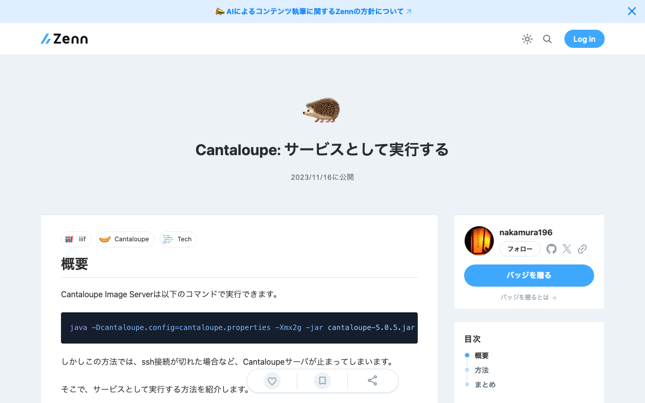 Cantaloupe: サービスとして実行する