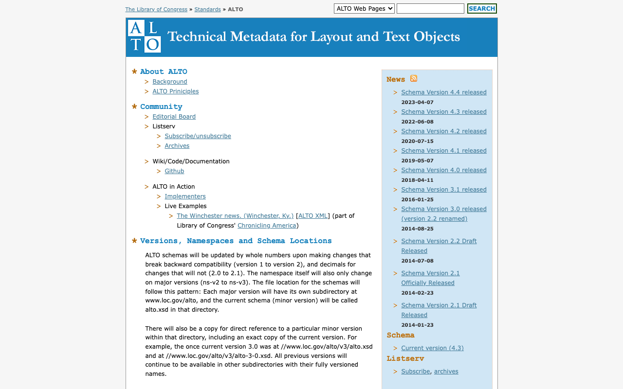 ALTO (Analyzed Layout and Text Object) XMLについて
