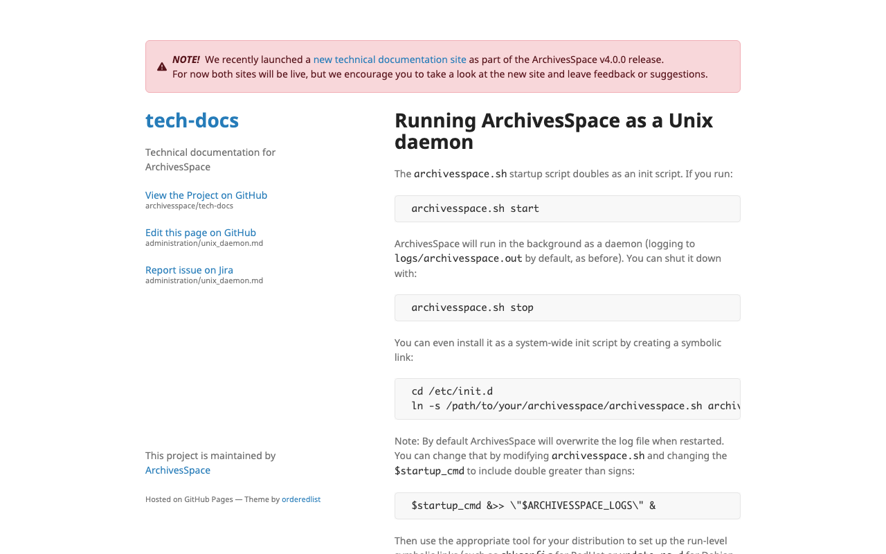 ArchivesSpaceをUnixのデーモンとして実行する