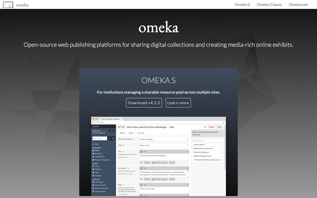 Omeka：デジタルコレクションとオンライン展示のためのプラットフォーム