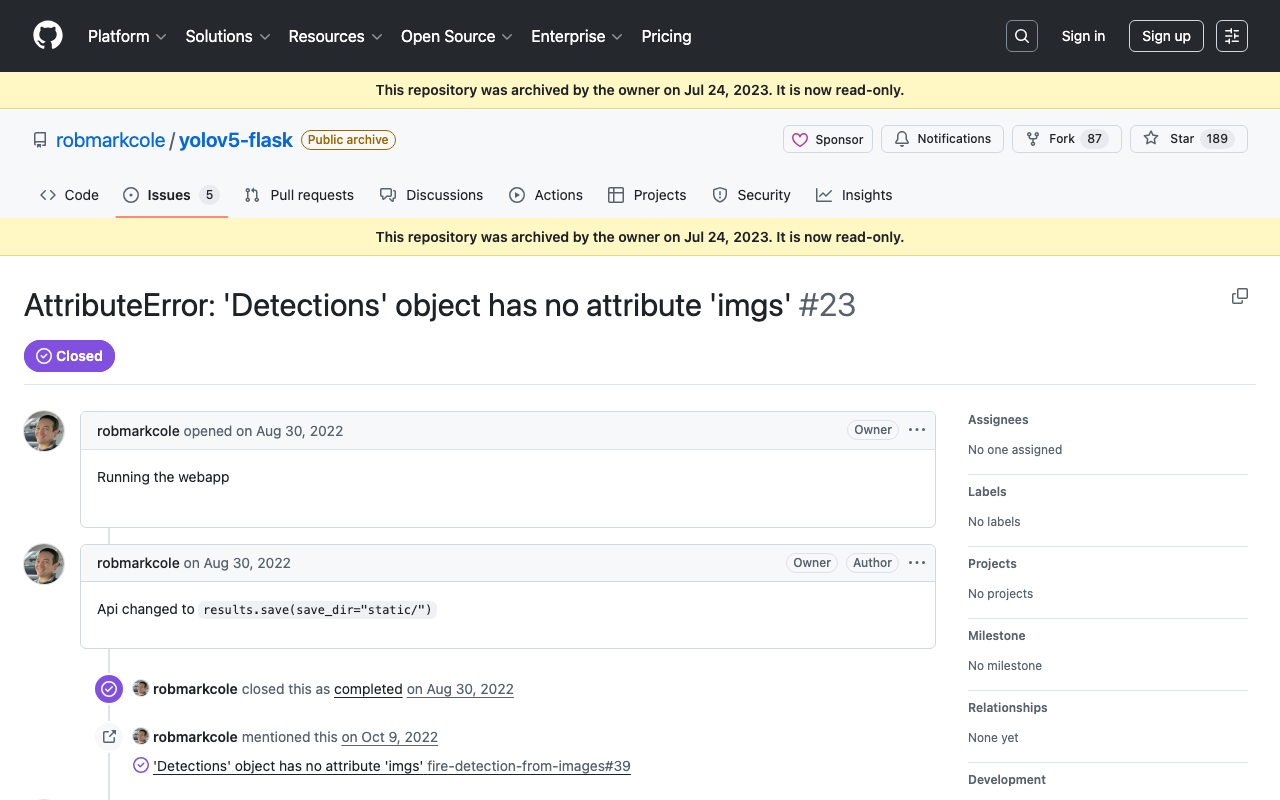 ultralytics/yolov5でのAttributeErrorへの対応