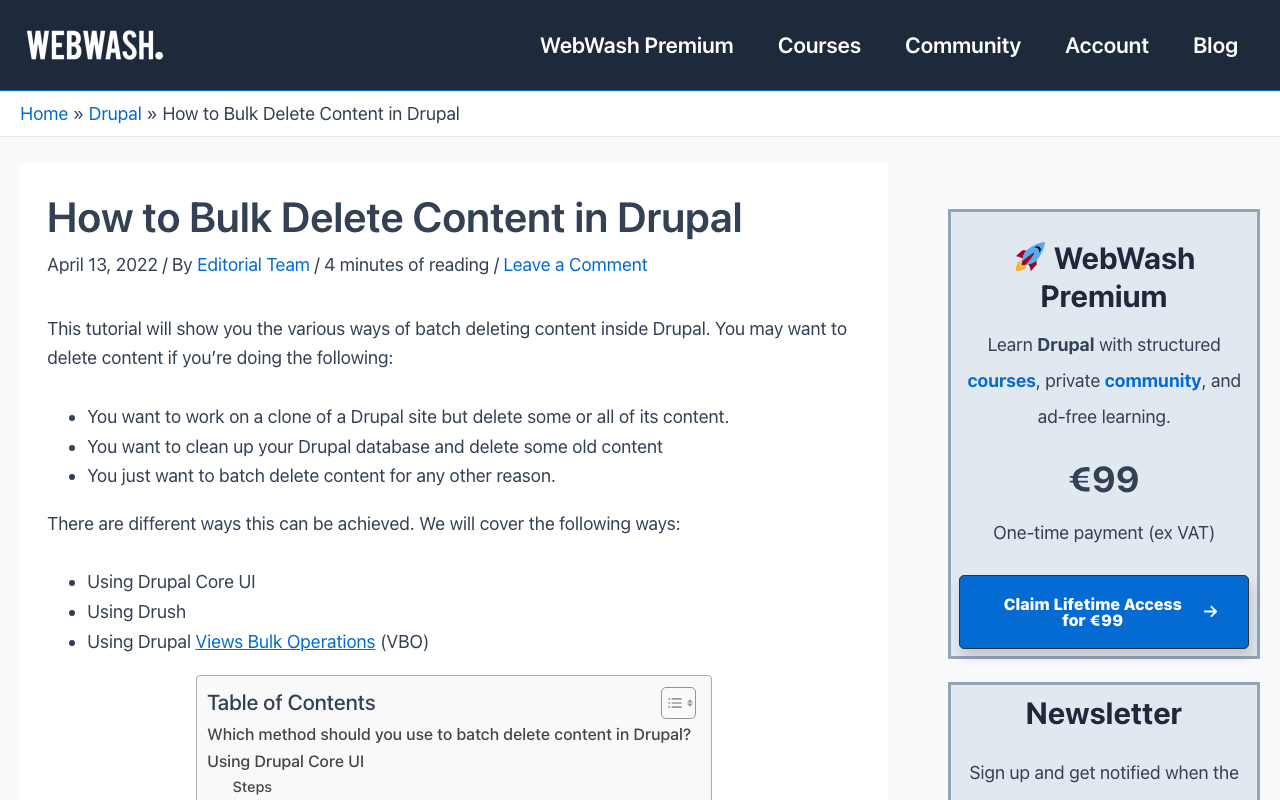 Drupalのコンテンツの一括削除の方法