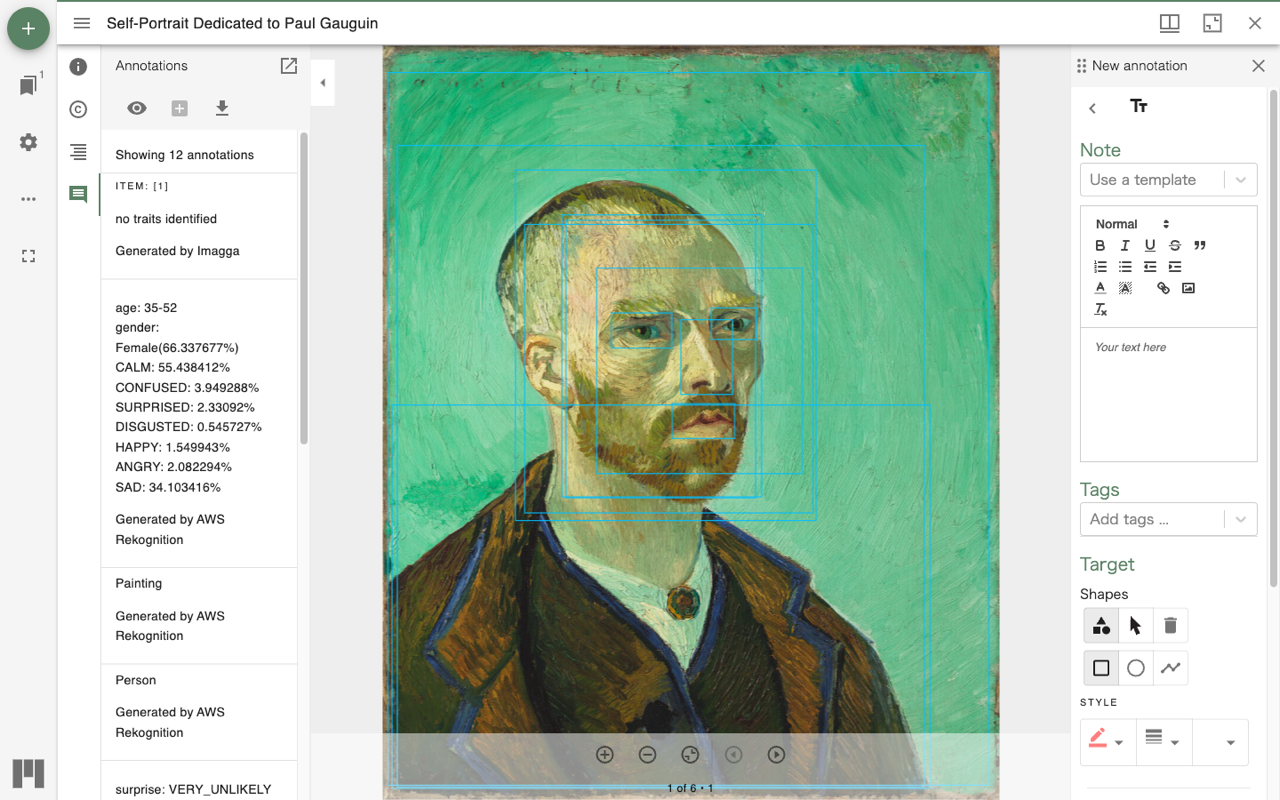 The annotation form for the Note template