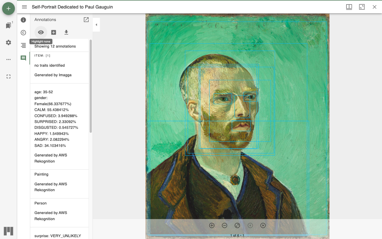 The 12 annotation regions made visible with Highlight all