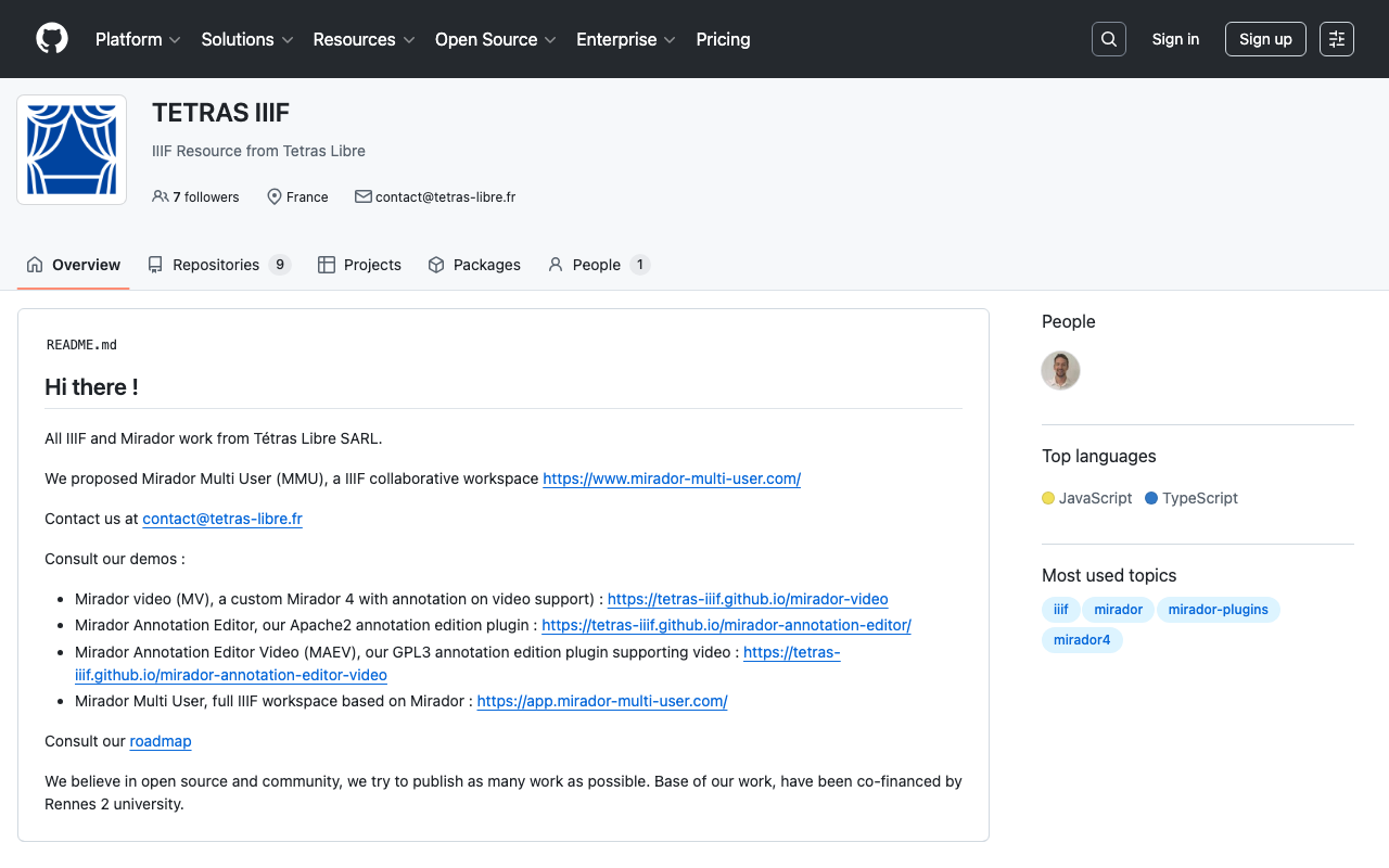 TETRAS-IIIF：Mirador 4向けアノテーション・動画・マルチユーザー拡張