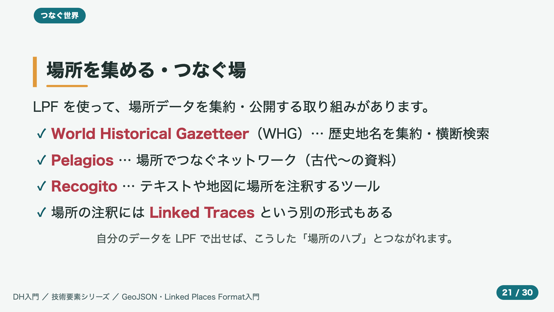 場所を集める・つなぐ場